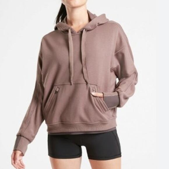 $90 Athleta Neutral Brown Recover Hoodie Sweatshirt XS Athleisure Activewear - Picture 3 of 7
